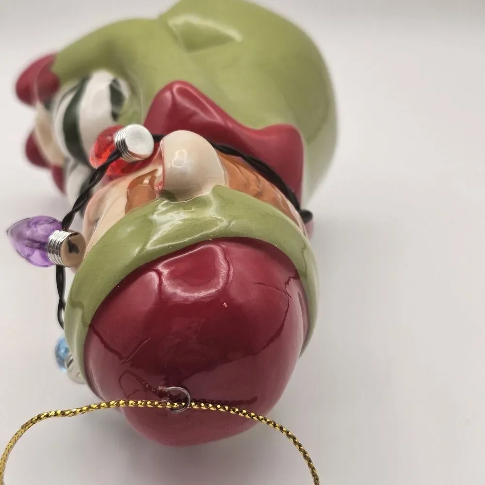 Mr. Christmas Ceramic Knee Hugger Elf Necklace Of Christmas Lights That Work!